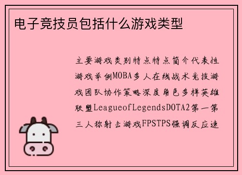 电子竞技员包括什么游戏类型